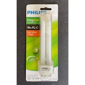 Philips Soft White Energy Saver Bulb 18w PL-C  6" Length G24Q-2 4-Pin Base New